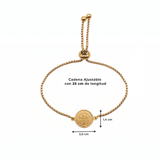 Pulsera San Benito de Acero · Tarjeta con Oración