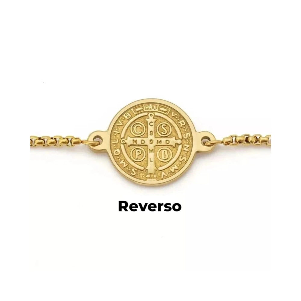 Pulsera San Benito de Acero · Tarjeta con Oración