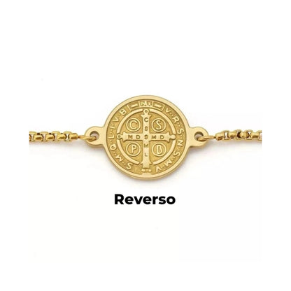 Pulsera San Benito de Acero · Tarjeta con Oración