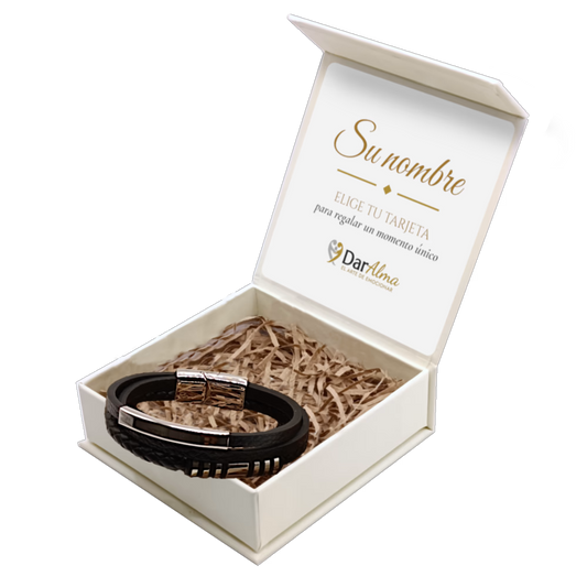 Pulsera de Cuero y Acero · Vínculo Eterno DarAlma - El Arte de Emocionar