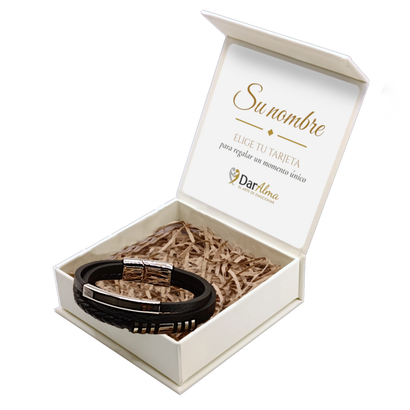 Pulsera de Cuero y Acero · Vínculo Eterno