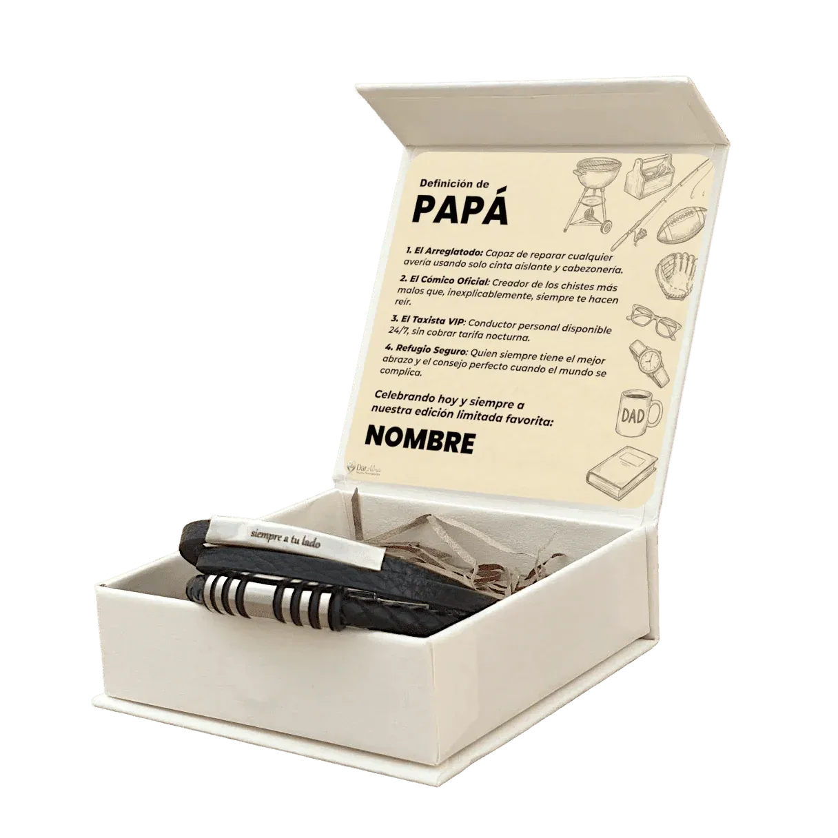 Pulsera Vínculo Eterno de Acero. Ed. "Definición de Papá"
