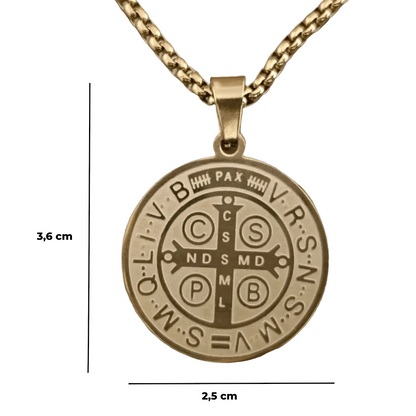 Colgante San Benito en Inox. Ed. "Siempre a tu Lado" + Tarjeta con Oración