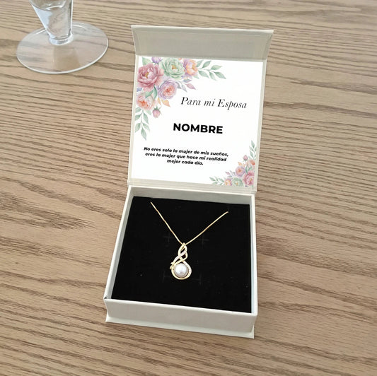 Collar Luz de Nácar en Plata de Ley con Circonita. Edición "Esposa Soñada" - DarAlma - Regalos Personalizados