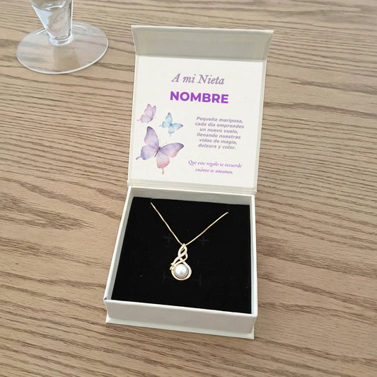 Collar Luz de Nácar en Plata de Ley con Circonita. Edición "Mariposas" - DarAlma - Regalos Personalizados