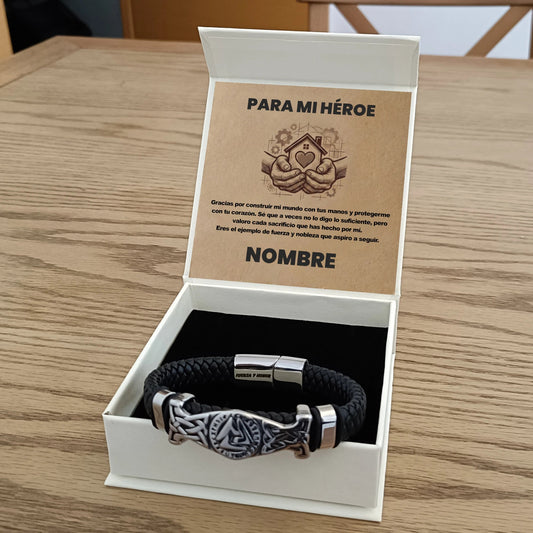 Pulsera Fuerza y Honor de Acero Inoxidable - Edición "Constructor de Vida" - DarAlma - Regalos Personalizados