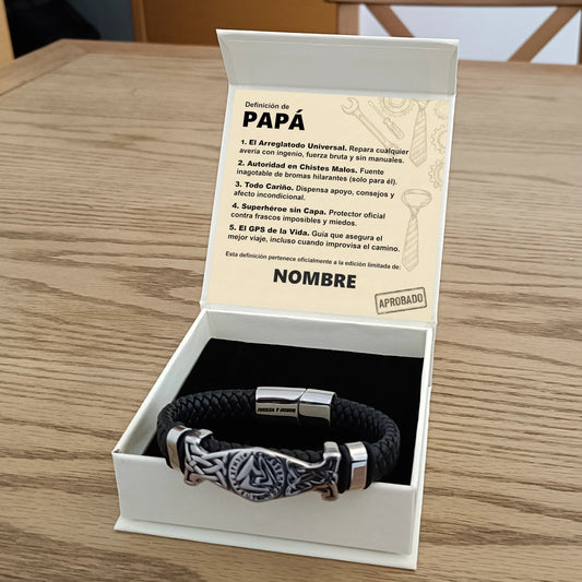 Pulsera Fuerza y Honor de Acero Inoxidable - Edición "Definición Papá" - DarAlma - Regalos Personalizados